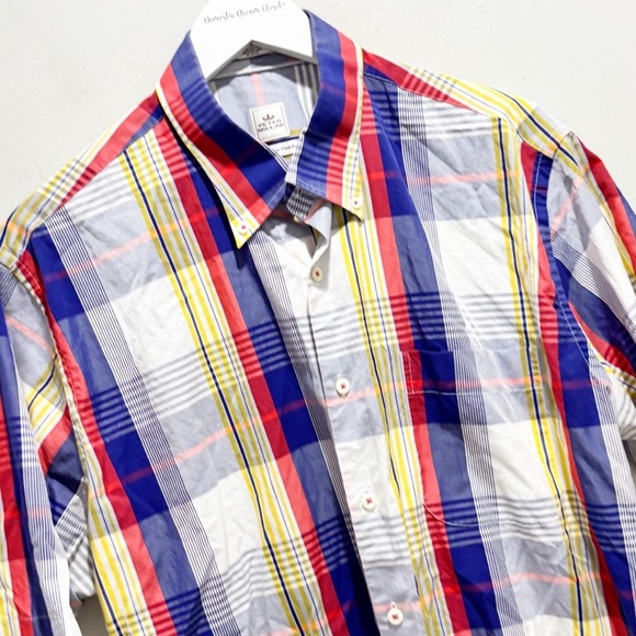 PETER MILLAR Men’s Multicolor Plaid WEEKENDER FINISH Short Sleeve Shirt Size L - Picture 2 of 9